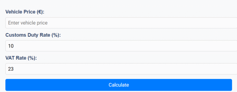 Car Import Duty Calculator
