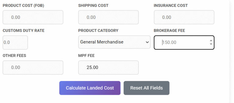 Landed Cost Calculator